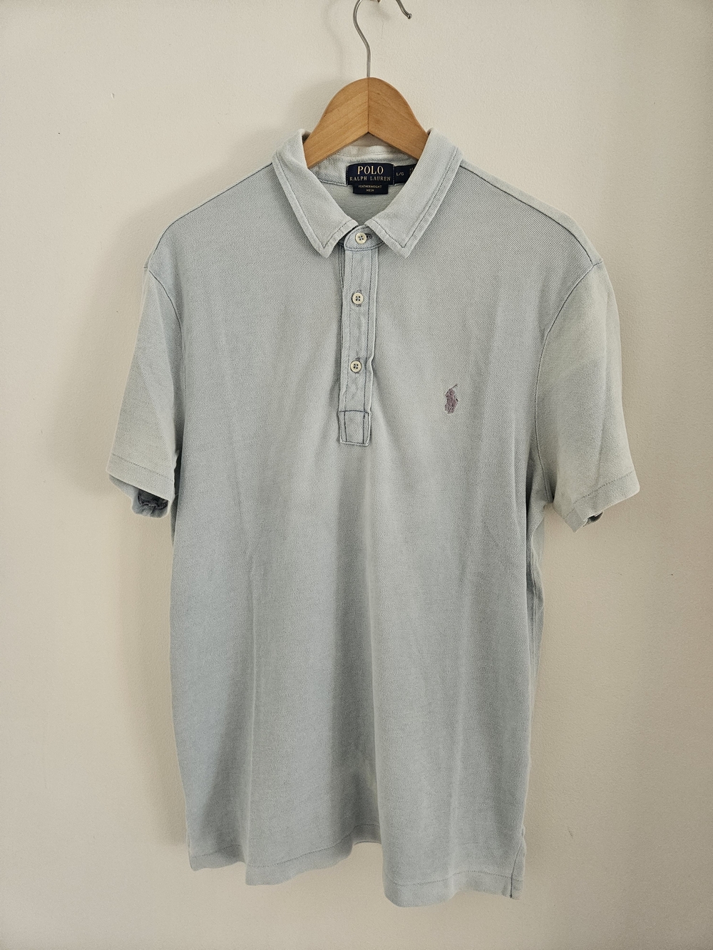 Polo Ralph Lauren Polo Shirt Mens Large Featherweight Mesh Light Blue